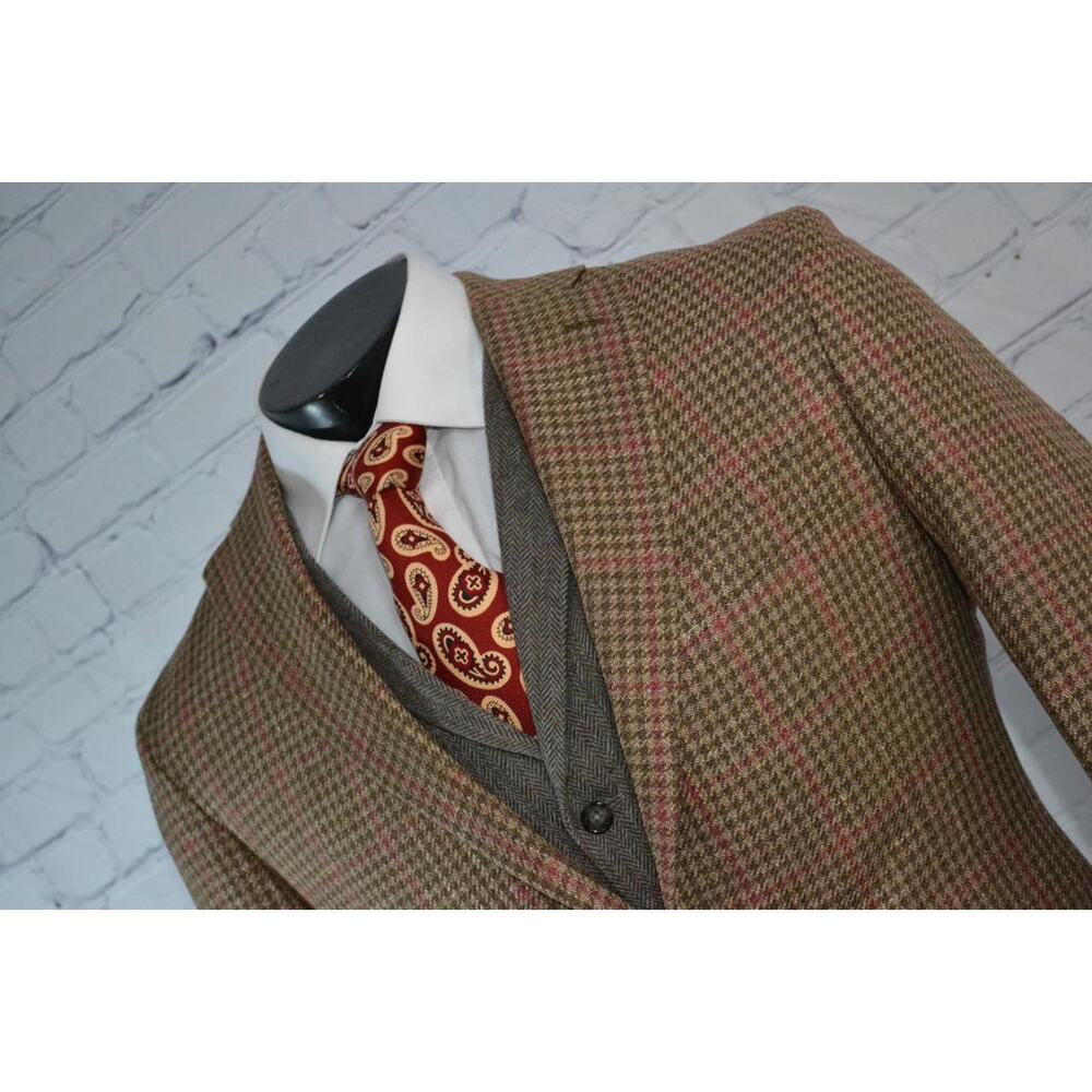 47852-a Jos A Bank Blazer Houndstooth Plaids Mens Size 40 Jacket Linen Wool NEW